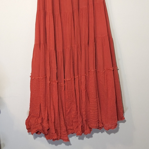 Free People Cosmico Maxi Endless Summer V Neck Sleeveless Dress Gauze Pink Red M - Picture 7 of 13